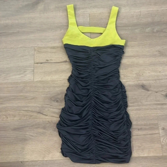 JayGodfrey | Dauman Ruched mini dress Charcoal combo women’s Size 4 Bodycon - Picture 4 of 7